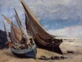 Fishing Boats on the Deauville Beach Realism Gustave Courbet